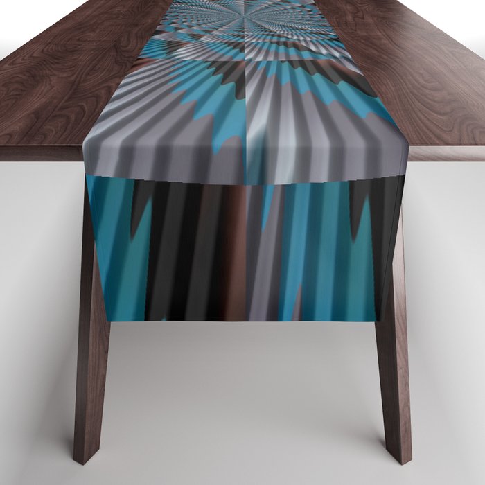 Southwestern Teal and Brown art and decor - blue maroon gray Table Runner