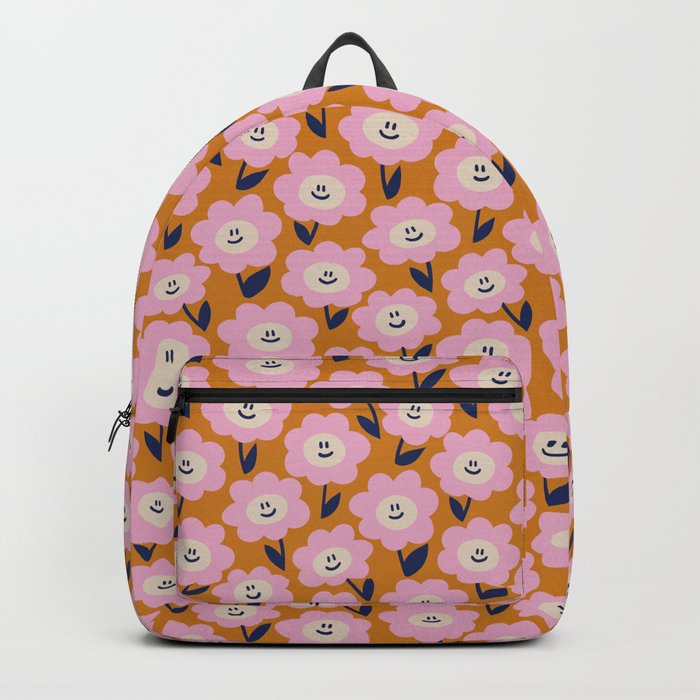 Smile Flower Pink Orange Backpack