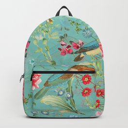 Vintage & Shabby Chic - Kingfisher Birds Exotic Animals Flowers Garden Backpack