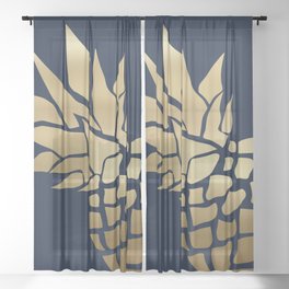 Big Pineapple in Gold and Navy Sheer Curtain