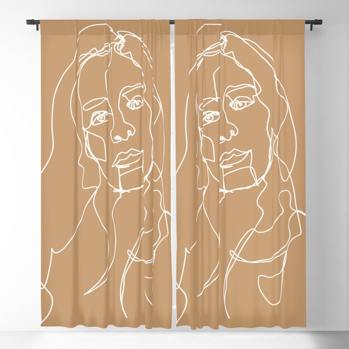 LINE ART FEMALE PORTRAITS II-III-II Blackout Curtain