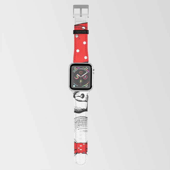 Portrait Dog Pug Red Cap Tie Apple Watch Band