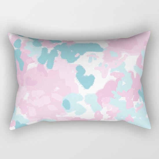 Cruz - abstract painting pastel pink and blue minimal modern decor for office home Rectangular Pillow