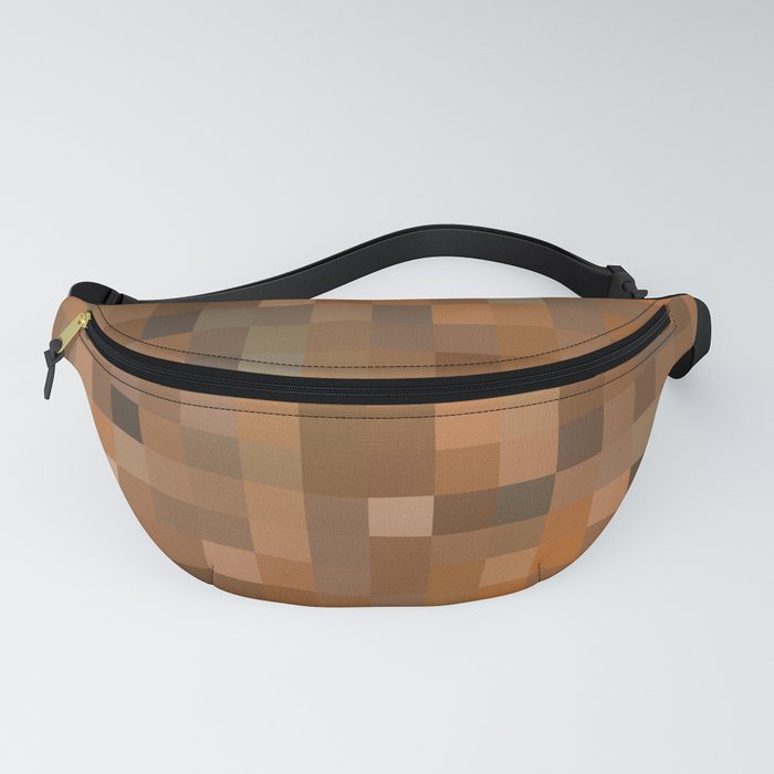 brown geometric square pixel pattern abstract background Fanny Pack