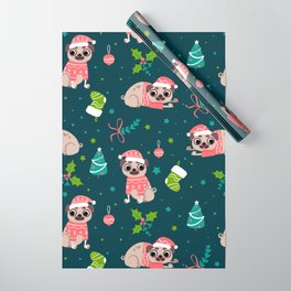 Pug Christmas Pattern Wrapping Paper