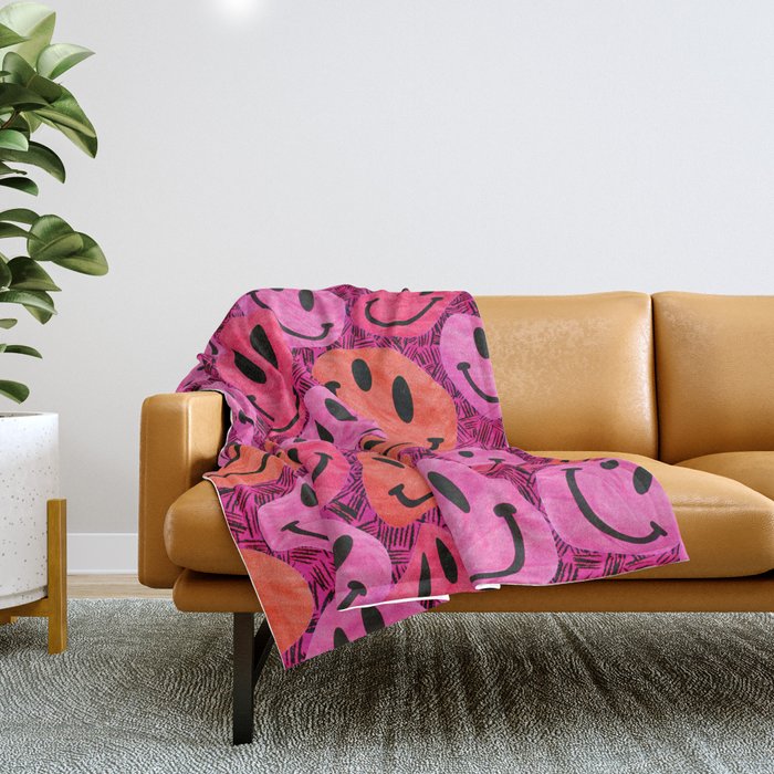Preppy Room Decor - Preppy Smiley Face Collage Throw Blanket by ...