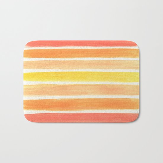 Orange Striped Abstract Bath Mat