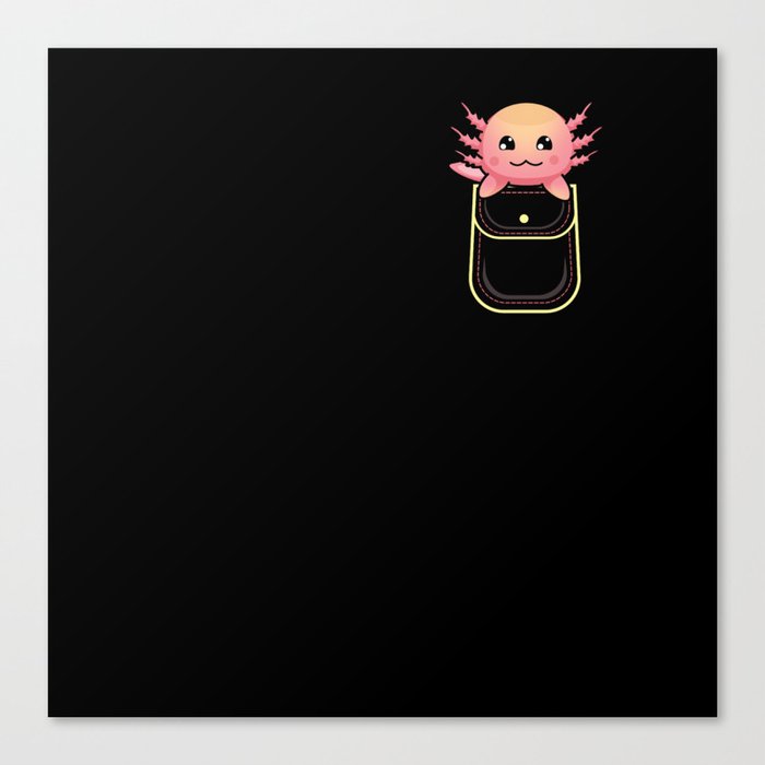 Kawaii Cute Axolotl In Pocket Canvas Print