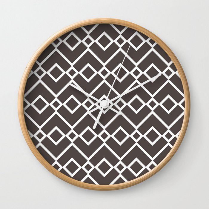 Dark Brown and White Tessellation Line Pattern 23 - DE 2022 Trending Color Espresso Macchiato DET680 Wall Clock