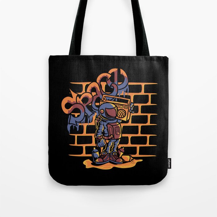 Astronaut Music Urban Graffiti Tote Bag