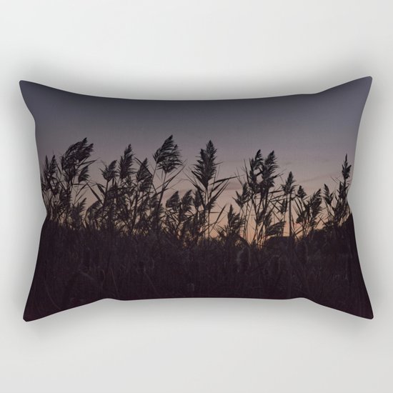 Phragmites silhouette at sunset Rectangular Pillow