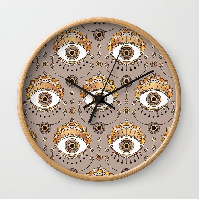 Gold Eyes Pattern Wall Clock