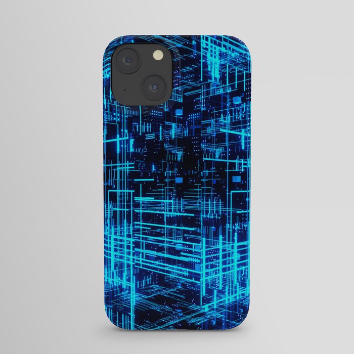 Super Grid 3D Abstract Metaverse -Blue- iPhone Case