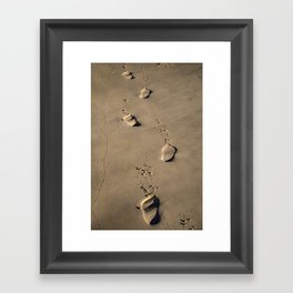 Footsteps in the sand Framed Art Print
