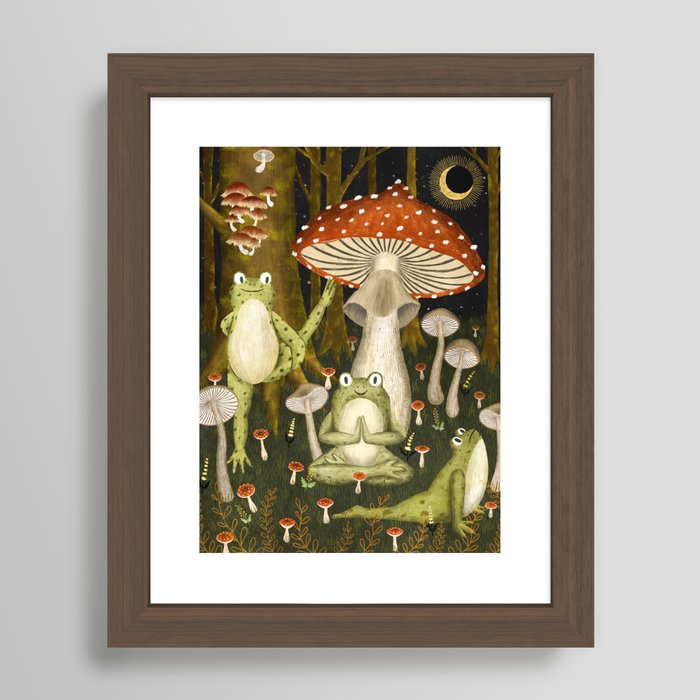 mushroom forest yoga Framed Art Print
