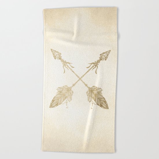 Tribal Arrows Gold on Paper Beach Towel