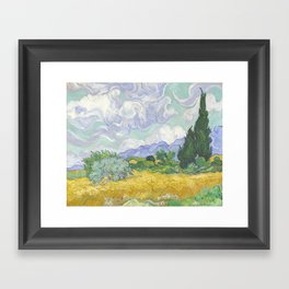 A Wheatfield with Cypresses by Vincent van Gogh Framed Art Print