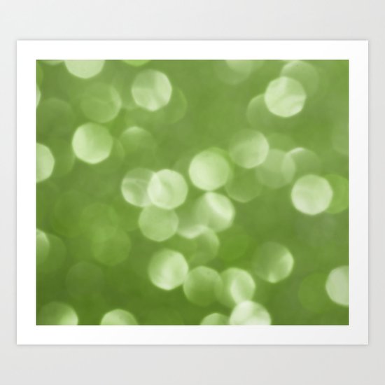 Sparkly Greenery Pantone bokeh Art Print
