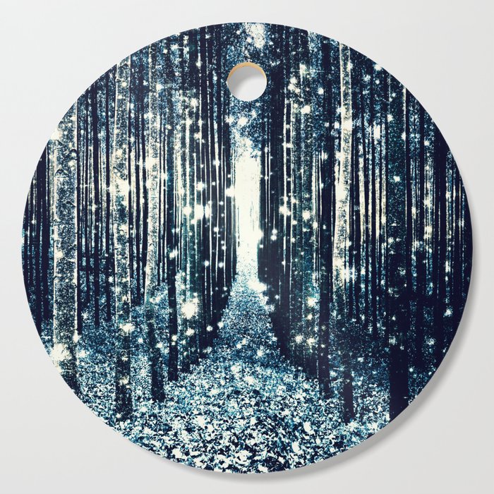 Magical Forest Teal Gray Elegance Cutting Board