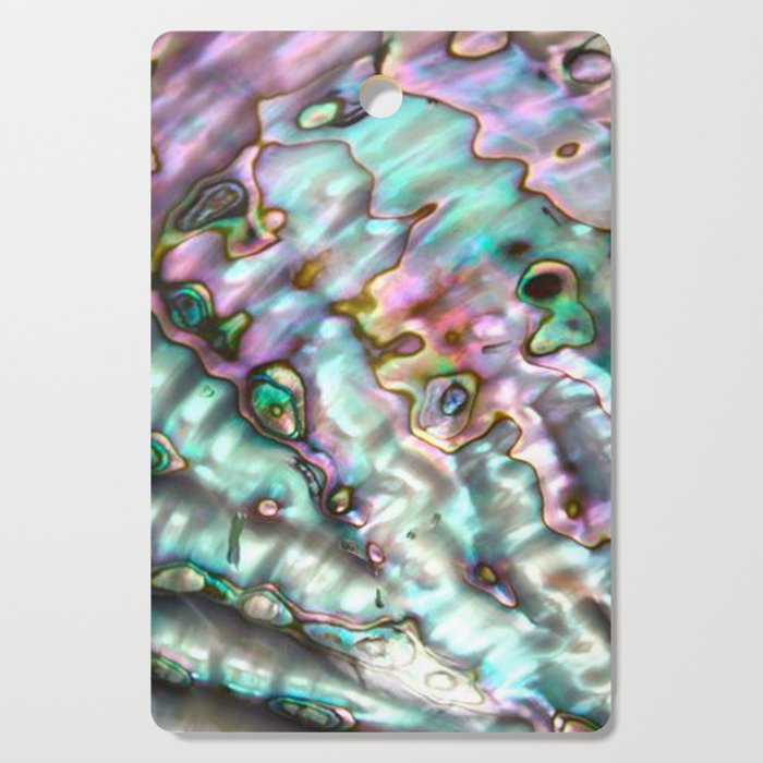 Glowing Cotton Candy Pink & Green Abalone Mother of Pearl Cutting Board