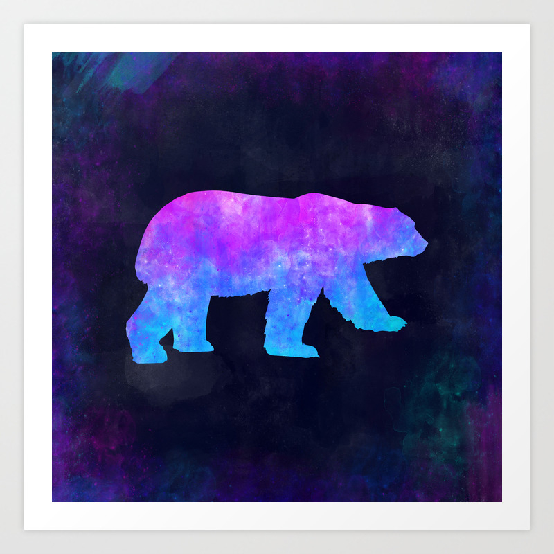 Polar Bear In Space Animal Graphic Art Watercolor Canvas