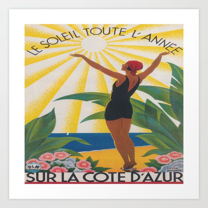 French Riviera Art Deco Vintage Travel Poster Art Print