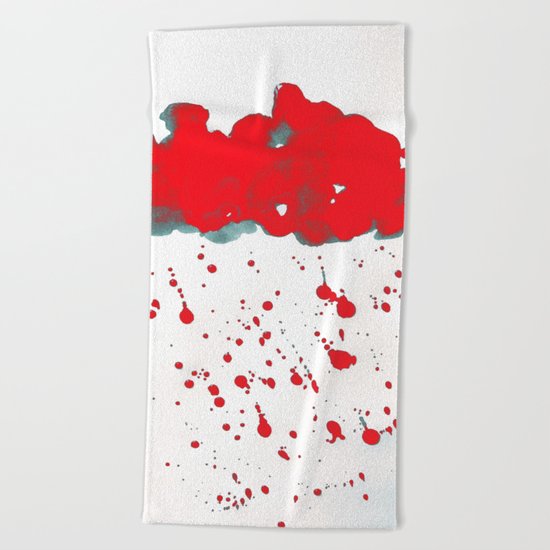Red Red Clouds Beach Towel