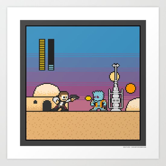 Mega Boss Battles - Han vs. Greedo Art Print