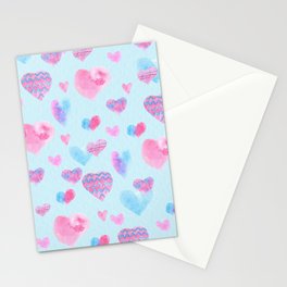 Lovely Pink and Blue Heart Pattern Stationery Card