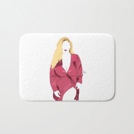 Blonde thick girl in red robe Bath Mat