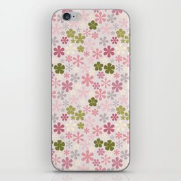 pink and green eclectic daisy print ditsy florets iPhone Skin