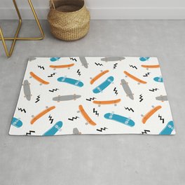 Skateboards orange and blue pattern great decor for nursery kids rooms boys and girls Rug