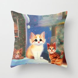 Kitten Carollers  Throw Pillow