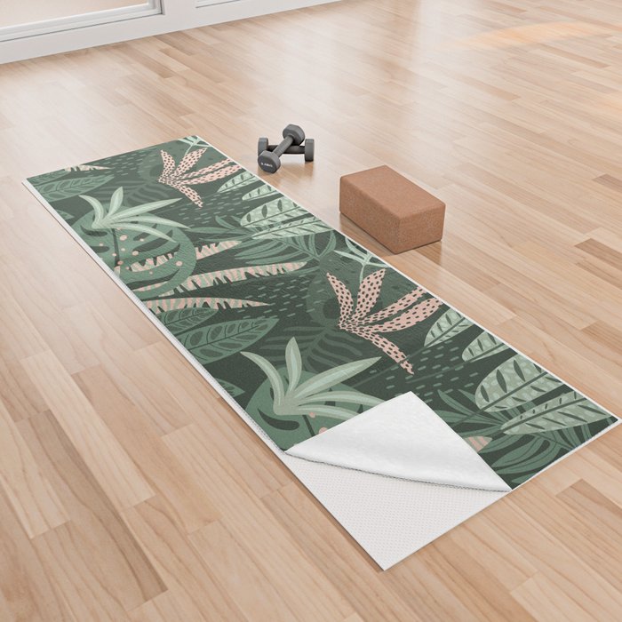 Plants Tropical Pattern - Botanical Palm Summer Yoga Towel