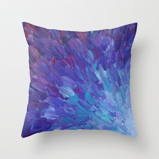 SCALES OF A DIFFERENT COLOR - Abstract Acrylic Painting Eggplant Sea Scales Ocean Waves Colorful Throw Pillow