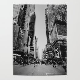 The busy streets of New York City | People crossing NYC crosswalk | Black and white travel photography Poster