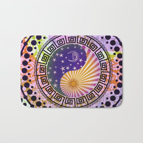 Vintage Sun Moon & Stars Yin & Yang Bath Mat