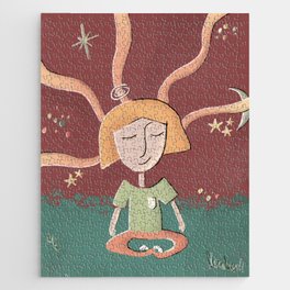 Meditating Girl Relaxing in Nature Jigsaw Puzzle
