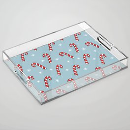 Candy Cane Pattern (light blue) Acrylic Tray