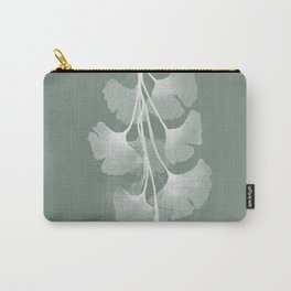 Abstract Watercolor Painting White Ginko Leaves - sage green 2 Carry-All Pouch