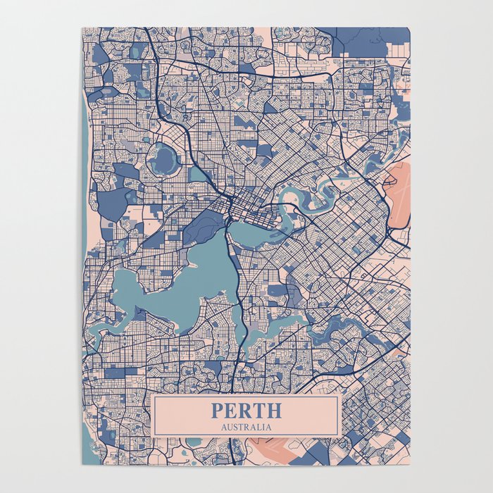 Perth vintage city map Poster