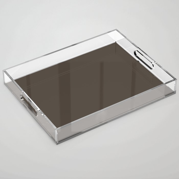 Dark Gray Brown Solid Color Pantone Wren 19-0614 TCX Shades of Black Hues Acrylic Tray