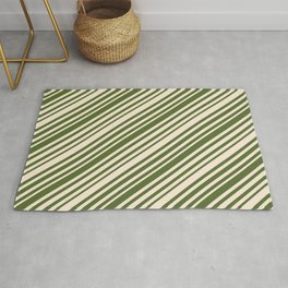 [ Thumbnail: Beige & Dark Olive Green Colored Pattern of Stripes Rug ]