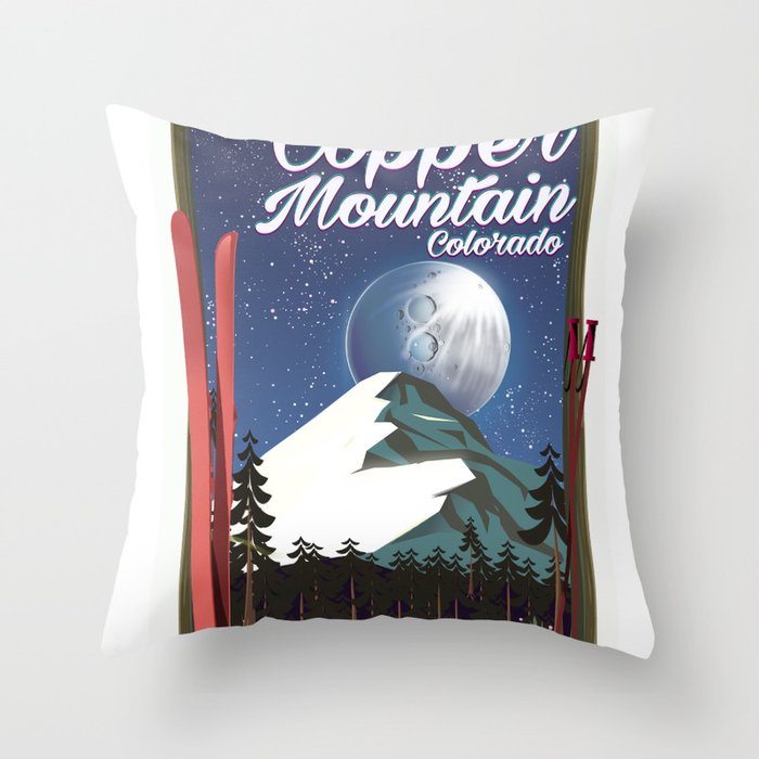 Colorado travel poster Copper Mountain Throw Pillow