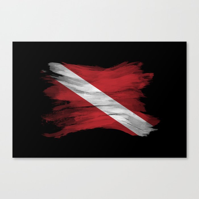Diver Down flag brush stroke, Dive flag Canvas Print