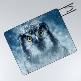 Blue Owl Art Picnic Blanket