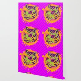 Vintage Style Psychedelic Cat Sees through Walls Wallpaper