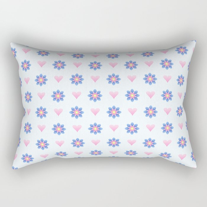 Flower and heart 3 blue and pink Rectangular Pillow