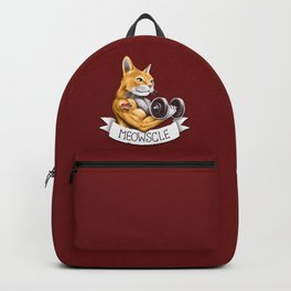 Meowscle Backpack | Training, Workout, Dumbbell, Meow, Animal, Cool, Weight, Muscular, Muscle, Fitness 