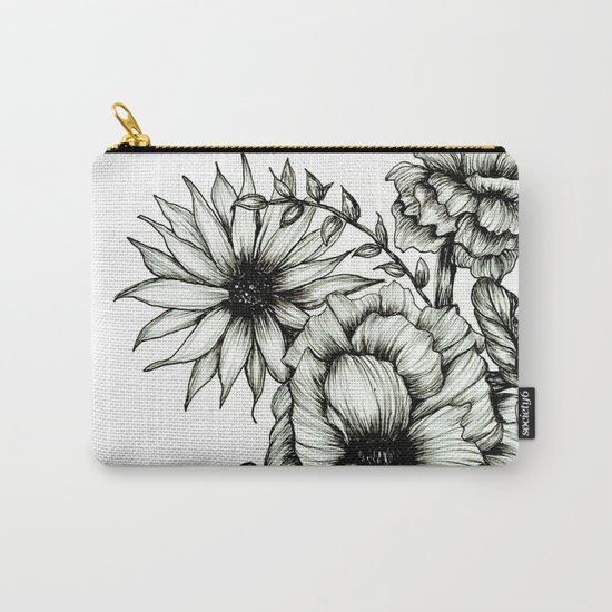 Floral Ink III Carry-All Pouch